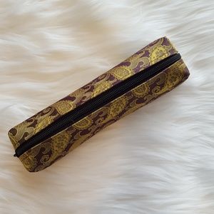 Silk Cosmetic Pouch - Eggplant/Gold